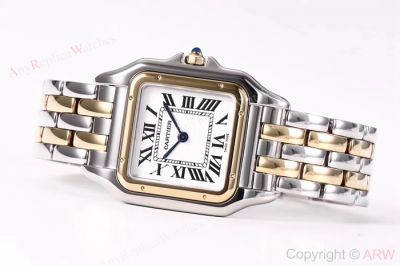Copy Panthere De Cartier 2-Tone White Dial Watch Swiss Quartz Movement